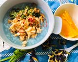 Hình bước làm 1 của món Cháo hoa đậu biếc cá lóc- lá hẹ
