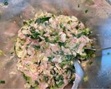 A picture of step 3 of Bok Choy/Pickled Mustard Greens Dumplings.
