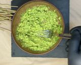 A picture of step 1 of Bruschetta with Guacamole and Salmon.
