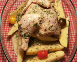 Foto del paso 31 de la receta: Pollo al horno con majado de hígado y patatas rojas asadas