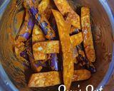 A picture of step 2 of Crisp Fried Long Brinjal/Eggplants.