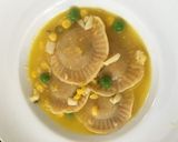 A picture of step 20 of Orange flavour sweet & sour soup with besan ravioli.