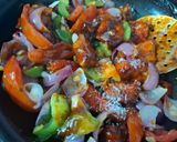 A picture of step 3 of Mongolian Chicken.