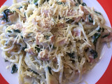 Spaguetti de espinaca y jamón
