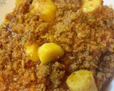 A picture of step 1 of Qeema Arvi wid paratha.