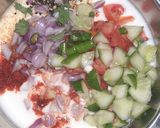 A picture of step 2 of Boondi veg raita.