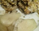 Foto del paso 5 de la receta Champiñones rellenos de pechuga de pollo picante con patatas al horno
