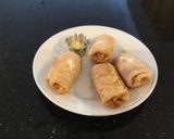 A picture of step 5 of Ham and cheese spicy egg rolls.