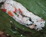 Foto langkah ke 6 dari resep Nasi Bakar Cumi Asin Pete pedas.