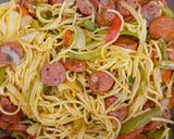 Paprikás, szójaszószos spagetti lecsókolbásszal 🍝 recept fázis 5 fotója