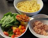 รูปขั้นตอนการทำที่ 1 ของ สปาเก็ตตี้กระเพราไก่สับ