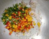 A picture of step 5 of Chicken Tikka fried rice.