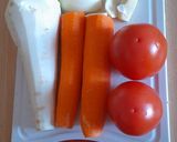 A picture of step 1 of Parsnip,carrot and tomato soup.