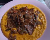Foto del paso 5 de la receta: Puré de 3 zapallos asados, acompañado de una salsa de soja con verduras y carne marinada