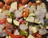 A picture of step 2 of Garlic shrimp & sausage skillet.