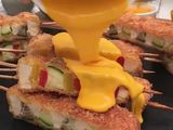 Brochetas de pollo y verdura
