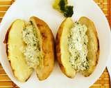 Baked potatoes and creamy cheese spinach dip