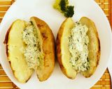 A picture of step 5 of Baked potatoes and creamy cheese spinach dip.