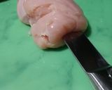A picture of step 2 of Chicharrones Coated Chicken Stuffed with Cheese.