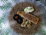 Salmón con especias, verduritas al horno y puré de patatas 😍❤
