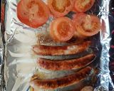 A picture of step 2 of My Sausage, Tomato, Cheese + Onion Toast. 😁.