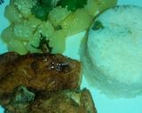 A picture of step 5 of Potatoes in Butter with White Rice and Teriyaki Chicken.