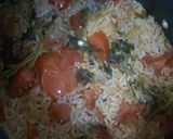 A picture of step 4 of Egg Biriyani, cauliflor chilli,potato fried with Badam Drink.