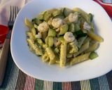 A picture of step 4 of Creamy Zucchini and Shrimp Penne.