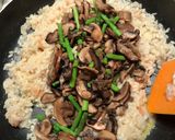 A picture of step 6 of Mushroom and Asparagus Risotto with Grilled Salmon.