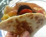 Foto del paso 15 de la receta: 🌮🌯Rapidita o Wrap con hamburguesa de Atún, remolachas y zanahorias salteadas tocineta y queso!!!