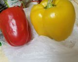 A picture of step 1 of Capsicum chaat.