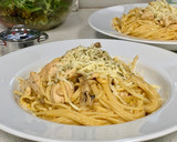 Foto del paso 4 de la receta: Espaguetis con pollo, champi y sobrasada