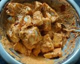 A picture of step 3 of Dhaba style paneer tikka masala gravy.