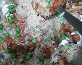 A picture of step 4 of Soya chunk and Pea Pulav.