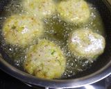 A picture of step 8 of Chole ragda with potato pattice.