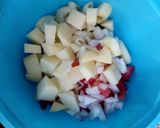 A picture of step 3 of Spicy Macronies Chaat.