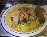 A picture of step 8 of Fried rice and chicken salad.