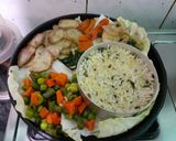 A picture of step 14 of Paneer and vegetable rice sizzler.