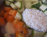 A picture of step 1 of Vegetable Soup with a Little Rice.