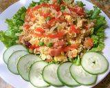 Hình bước làm 5 của món Cơm chiên trứng,xúc xích
