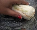 A picture of step 2 of Tricolour pin wheel sandwitch.