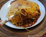 A picture of step 11 of Persian style spaghetti.