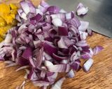 A picture of step 2 of Chi-Mango stir fry.