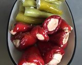A picture of step 2 of Sweet Green Peppers with Ricotta and Mini Red Peppers Stuffed with Fresh Cheese and Tomatoes.