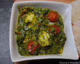 A picture of step 16 of Spinach puree with Halloumi cheese.