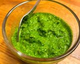 A picture of step 2 of Fresh Basil pasto sauce.