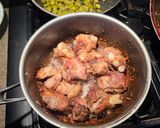 A picture of step 3 of Pork Ribs in Hatch Chile Sauce with Nopales.