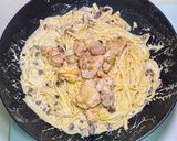 奶油雞肉野菇義大利麵的食譜步驟6照片