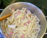 Hình bước làm 2 của món Nui kiểu carbonara (vị giống pizza)