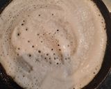 A picture of step 2 of Dosa with Sambhar and coconut chutney.